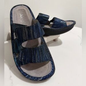 Alegria Size 5.5–6 Blue  and Teal Slide Sandals